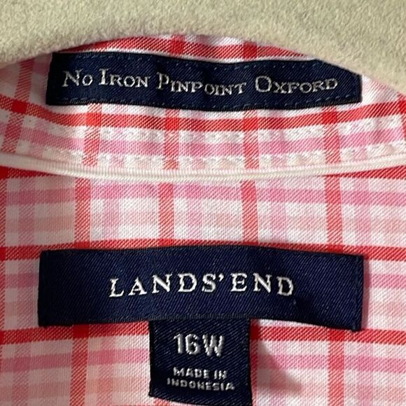 Lands End cotton plaid no iron pinpoint oxford 16W - Picture 9 of 10